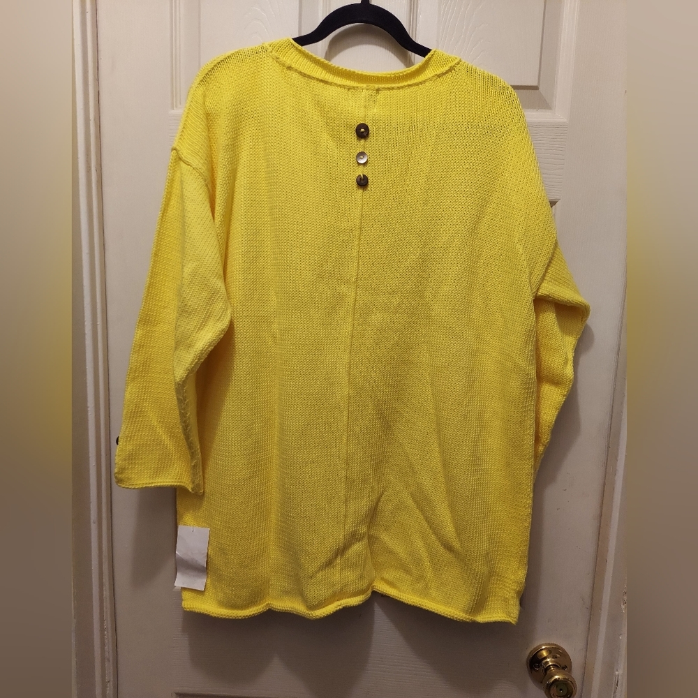 Pure Handknit 100% cotton womans sweater vibrant yellow size 3X - Picture 10 of 12
